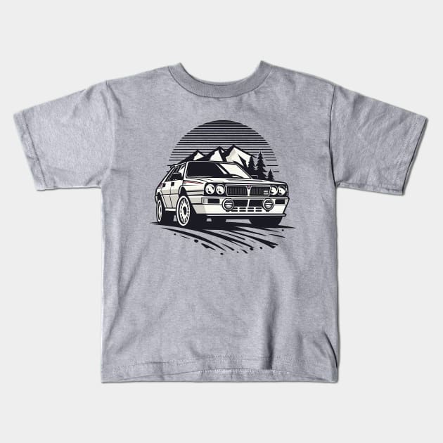 Lancia Delta Integrale Rally Car Kids T-Shirt by TaevasDesign